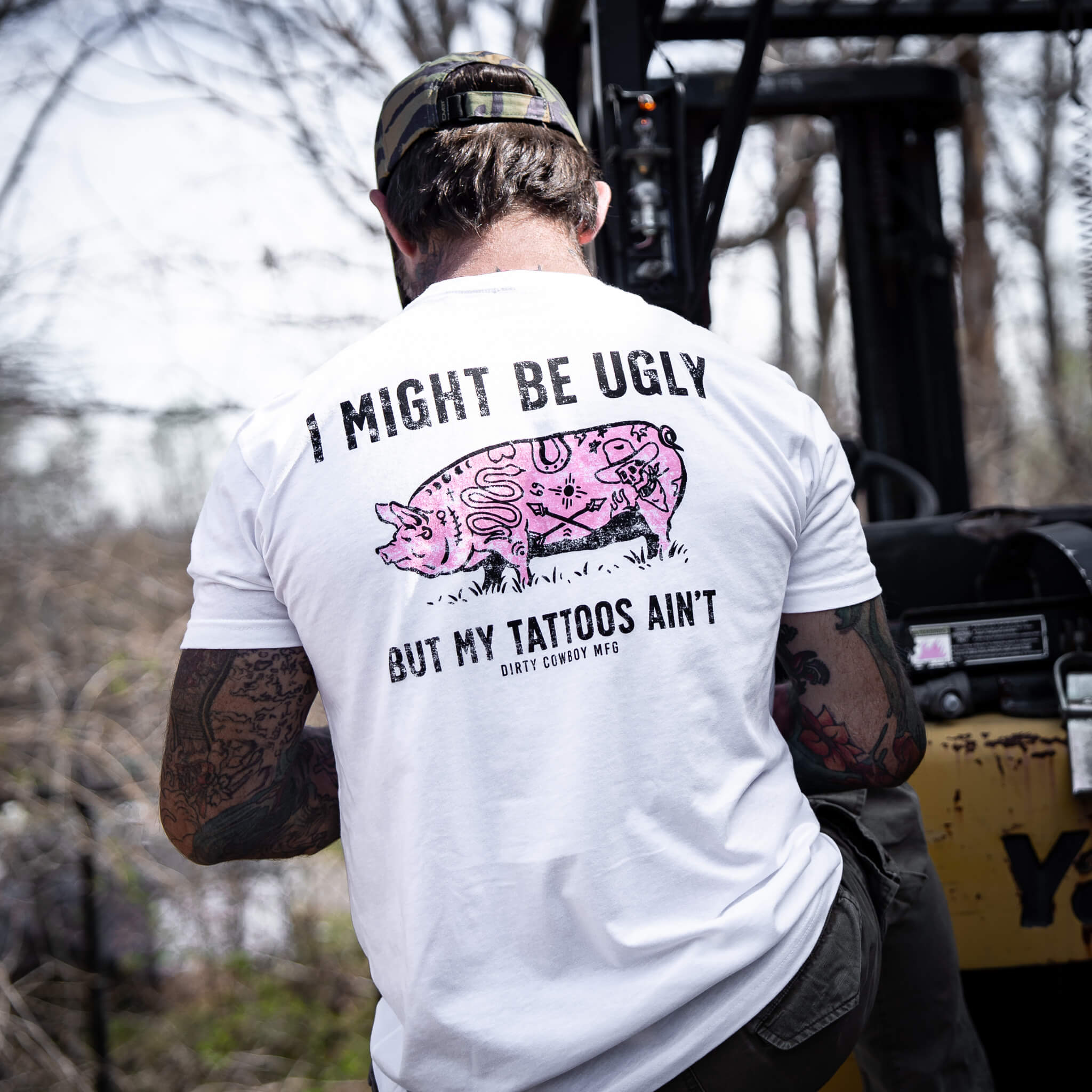 I Might Be Ugly but My Tattoos Ain't Pig Men's T-Shirt