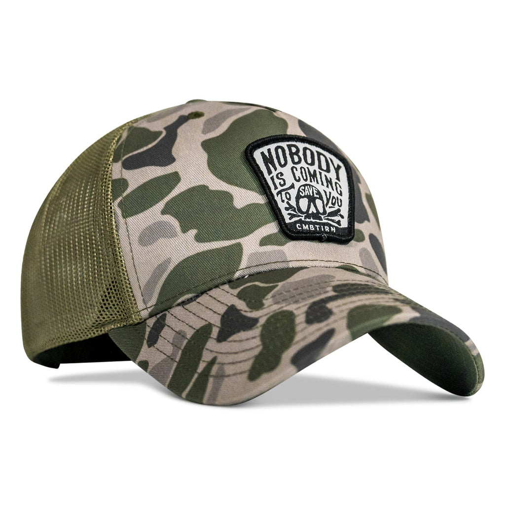 Nobody Is Coming To Save You Skull Patch Snapback Hat