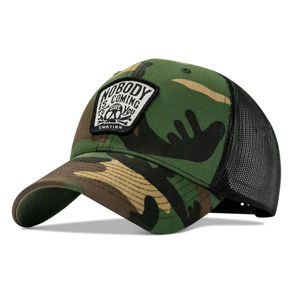 Nobody Is Coming To Save You Skull Patch Snapback Hat