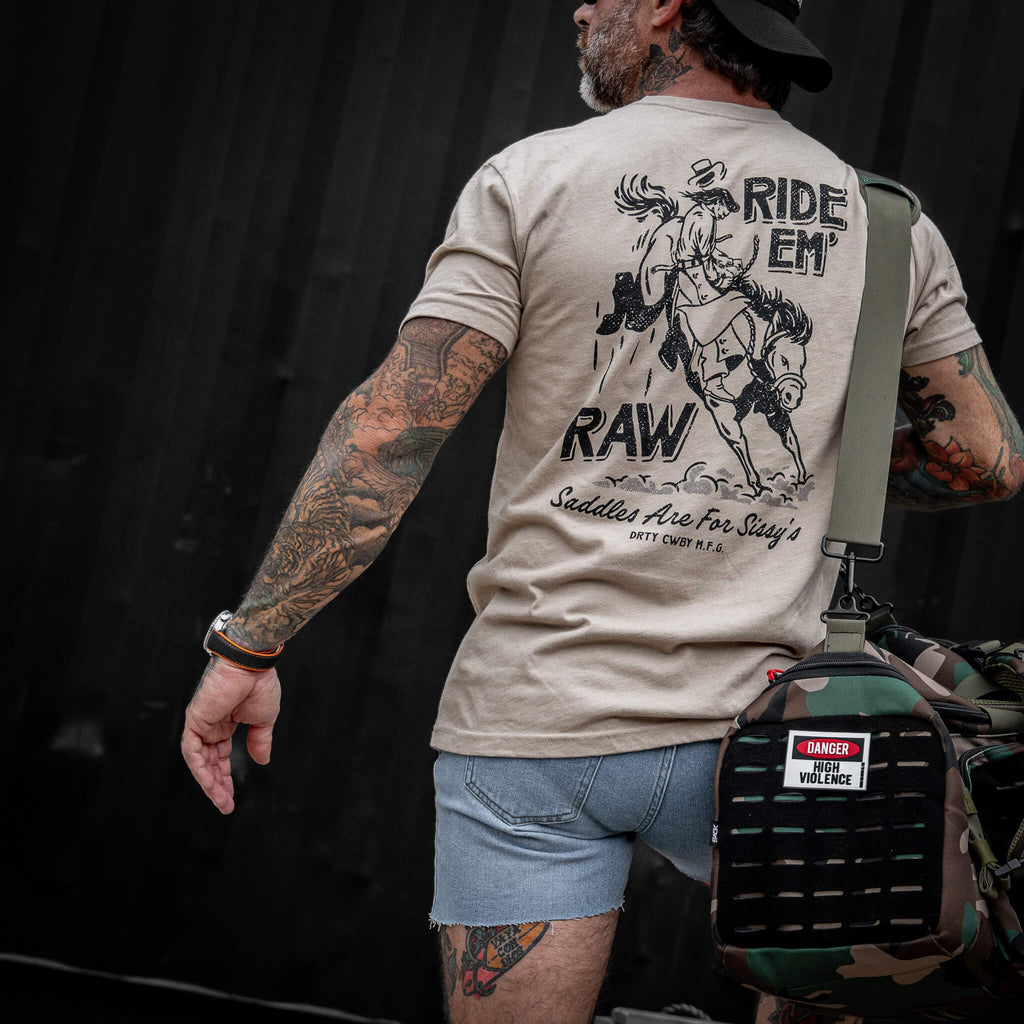 Ride 'Em Raw - Saddles Are For Sissy's Men's T-Shirt