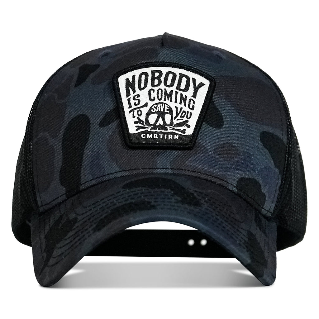 Nobody Is Coming To Save You Skull Patch Snapback Hat
