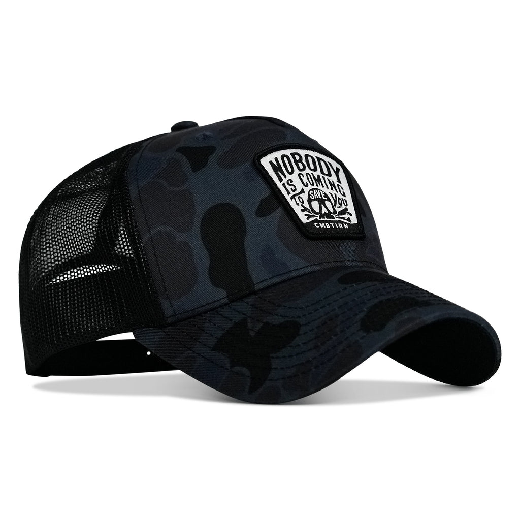 Nobody Is Coming To Save You Skull Patch Snapback Hat