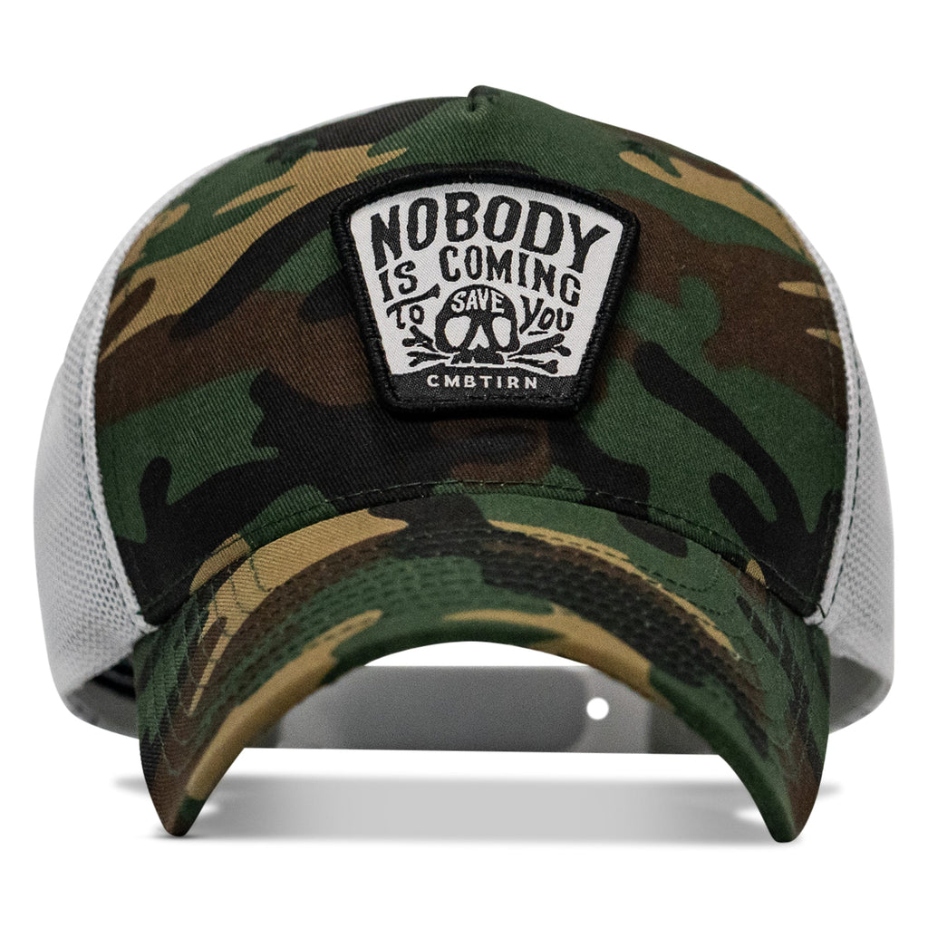 Nobody Is Coming To Save You Skull Patch Snapback Hat