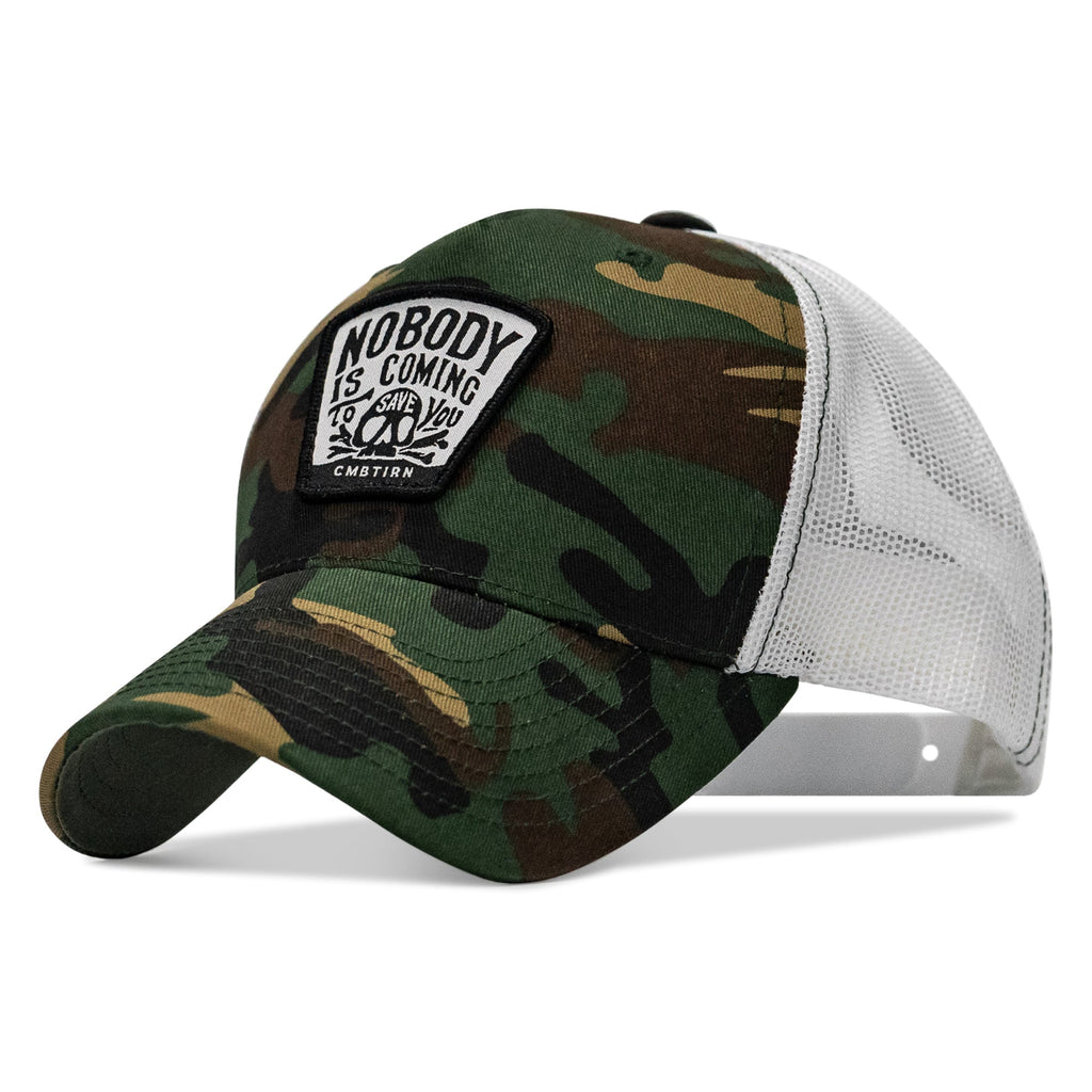 Nobody Is Coming To Save You Skull Patch Snapback Hat