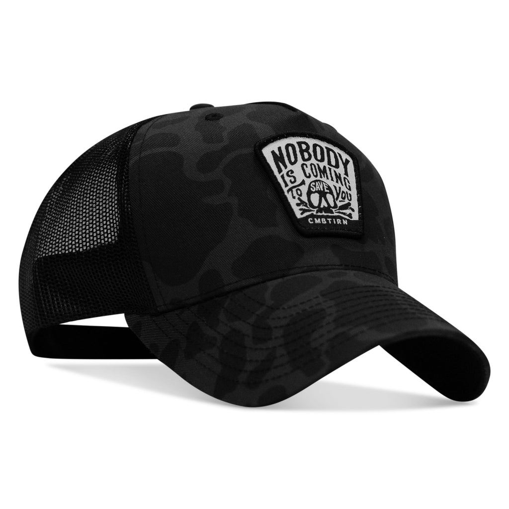 Nobody Is Coming To Save You Skull Patch Snapback Hat