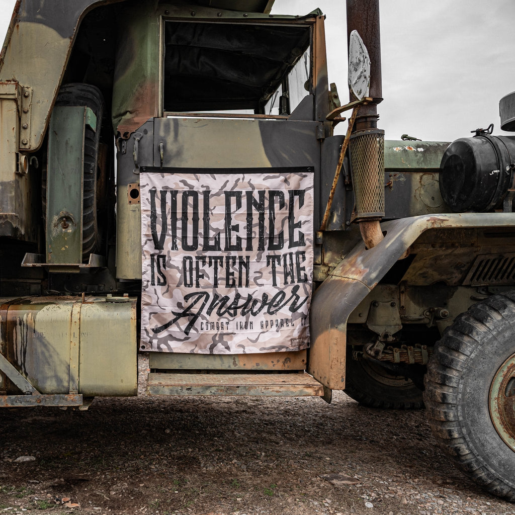 Violence Is Often The Answer 3'x3' Camo Flag