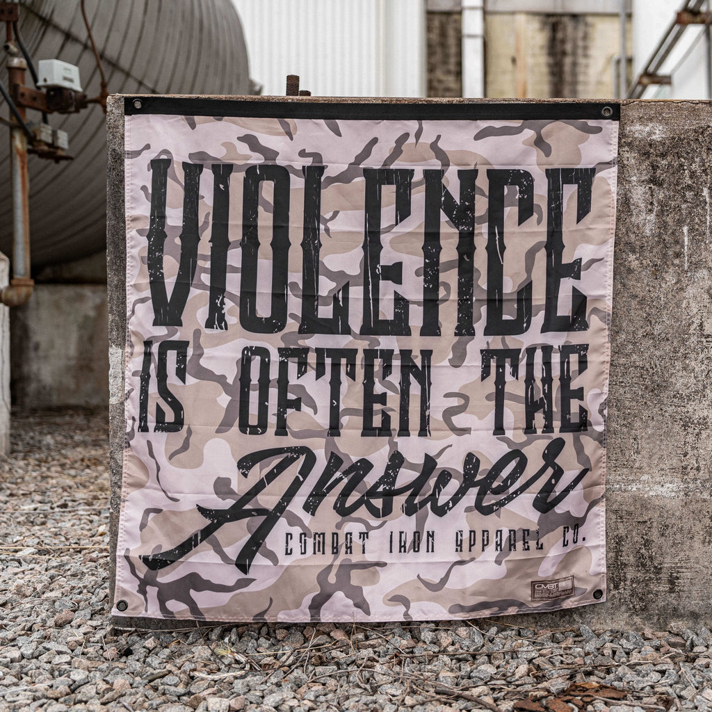 Violence Is Often The Answer 3'x3' Camo Flag