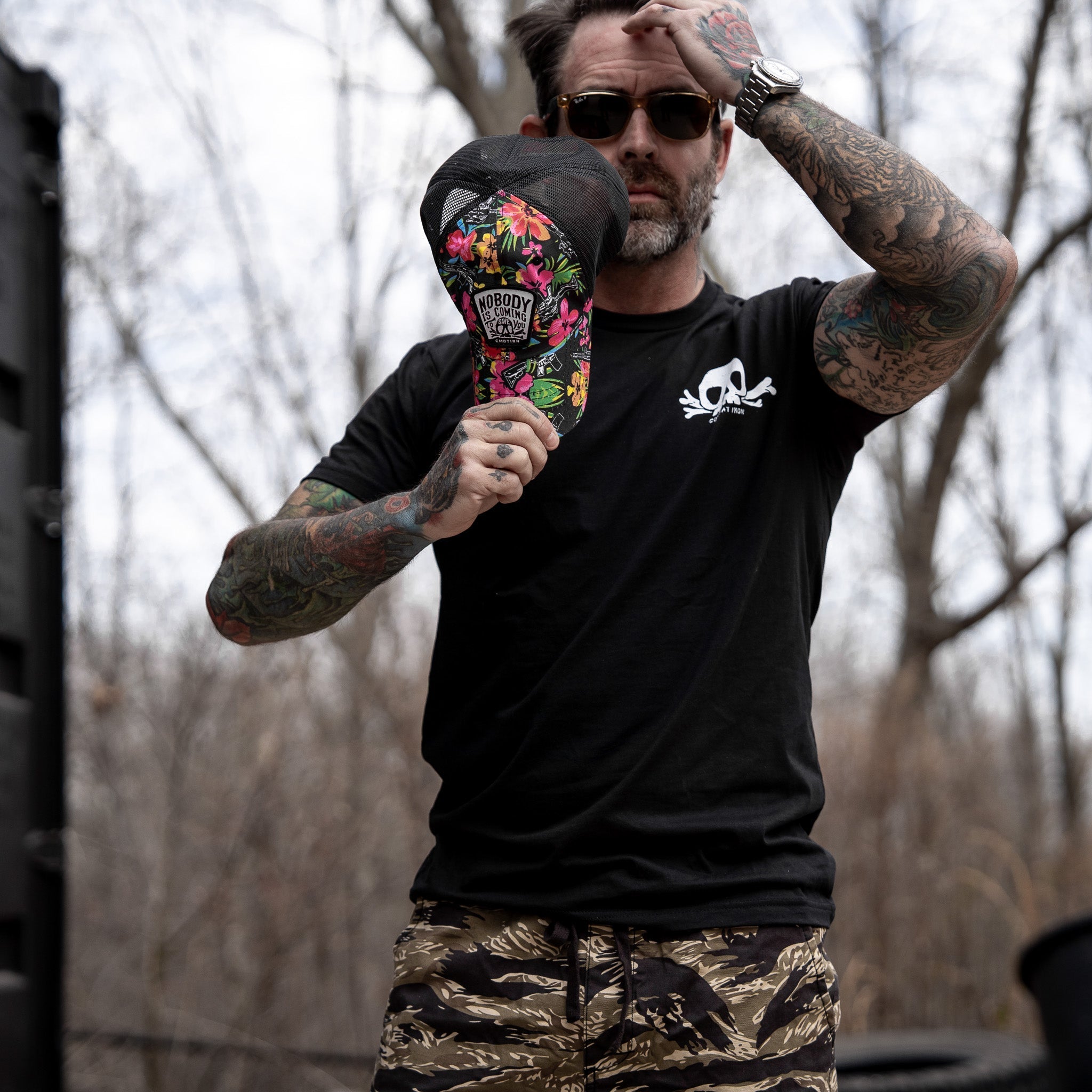 Nobody Is Coming To Save You Skull Patch Ripstop Snapback