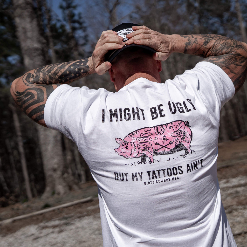 I Might Be Ugly but My Tattoos Ain't Pig Men's T-Shirt