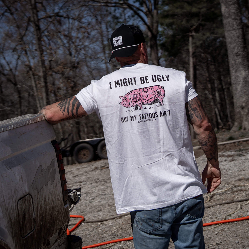 I Might Be Ugly but My Tattoos Ain't Pig Men's T-Shirt