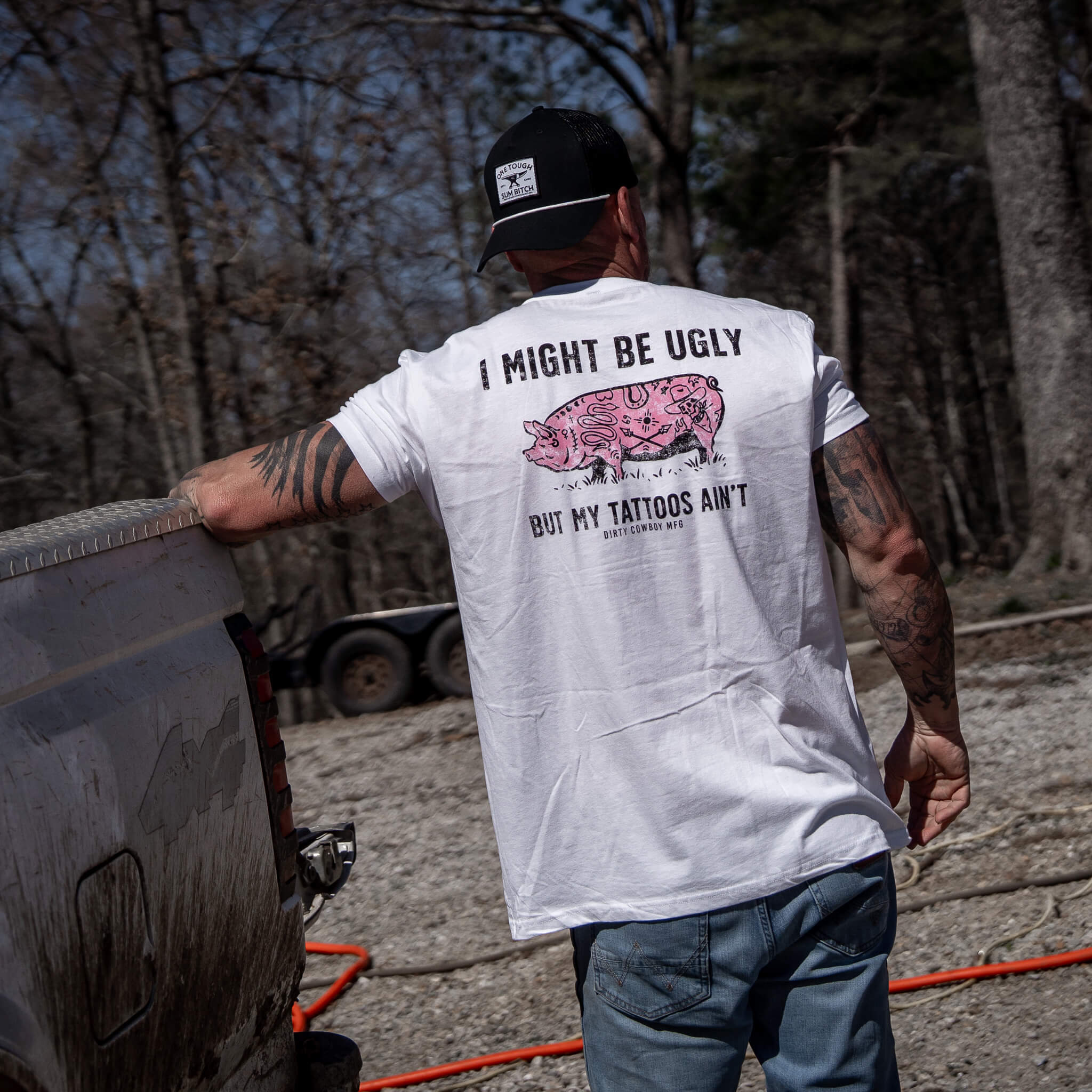 I Might Be Ugly but My Tattoos Ain't Pig Men's T-Shirt