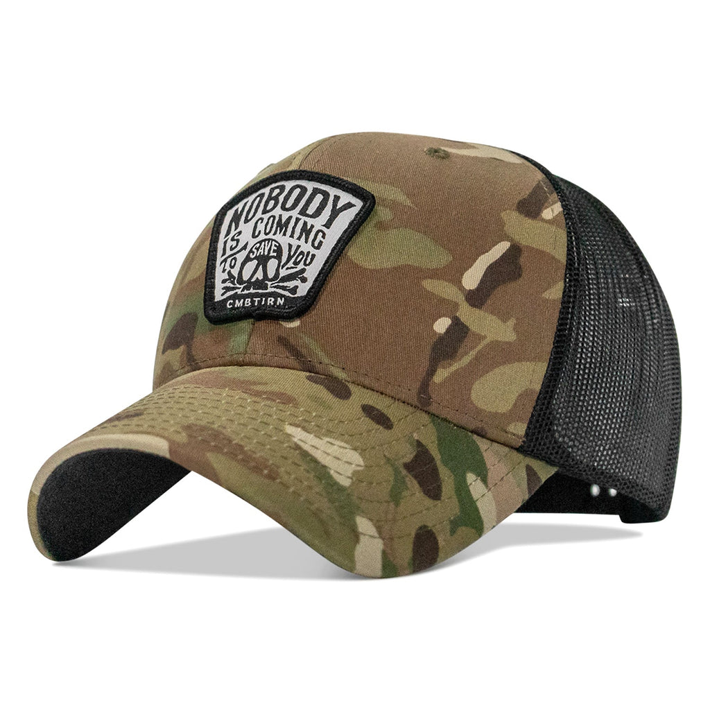 Nobody Is Coming To Save You Skull Patch Snapback Hat