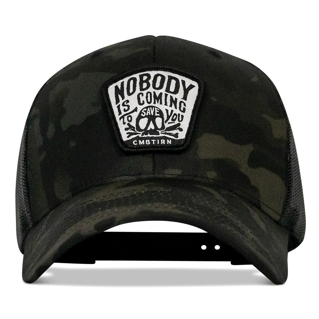 Nobody Is Coming To Save You Skull Patch Snapback Hat