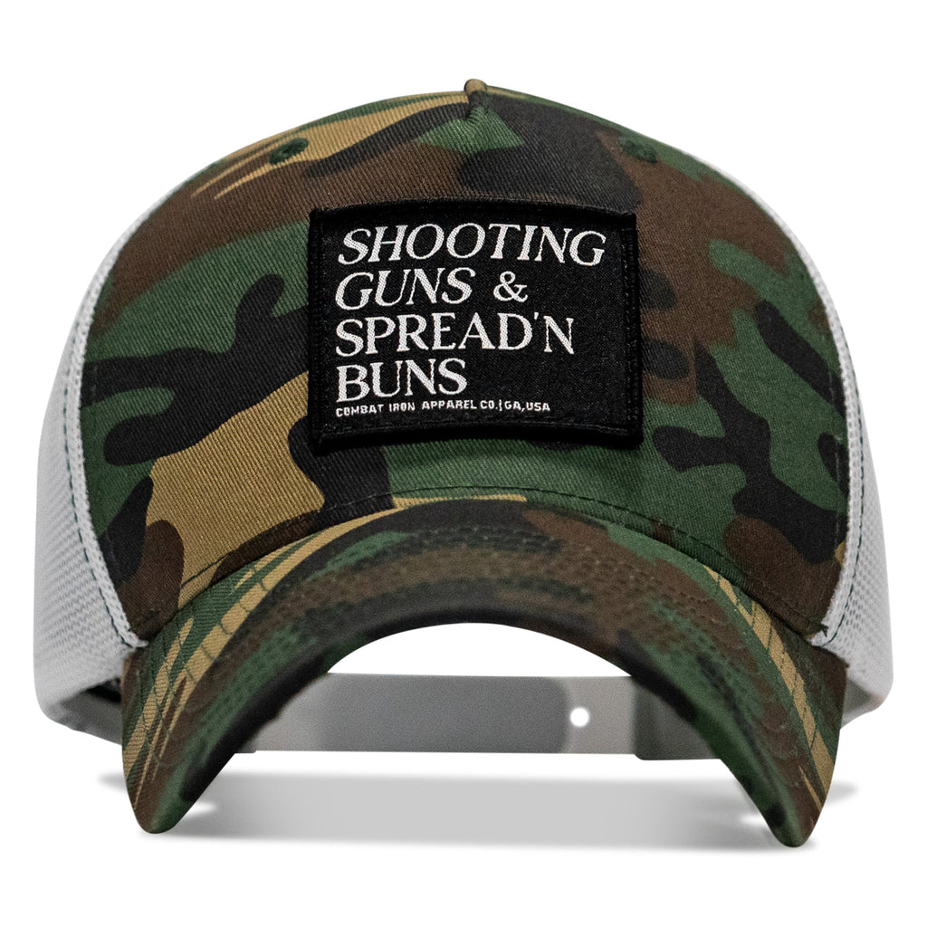 Shooting Guns & Spread'n Buns Patch Snapback Hat
